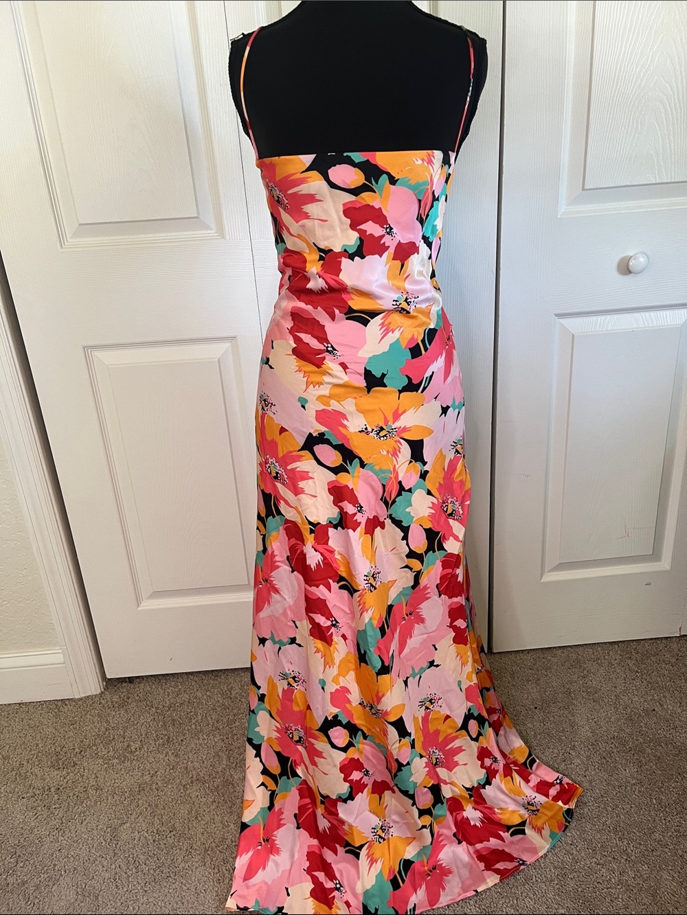Petal & Pup Posse Midi Slip Dress Floral Pink Tie Back Size Medium NWT